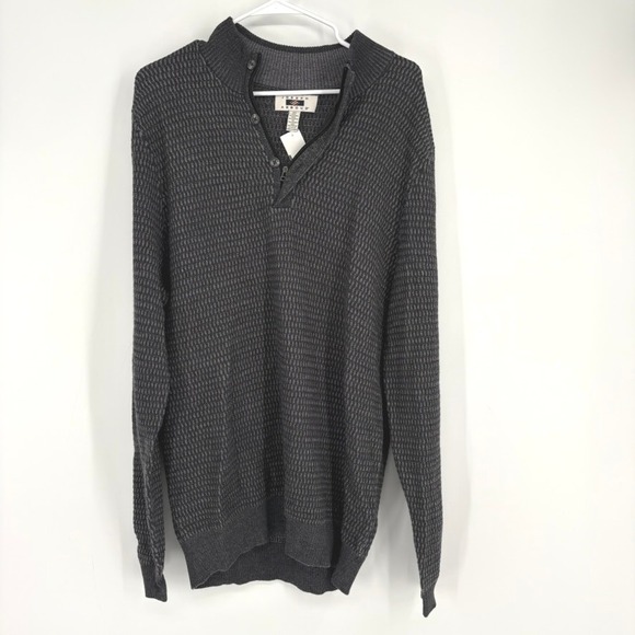 Joseph Abboud Other - NWT Joseph Abboud Sweater XL Gray Merino Wool Blend Quarter Zip Button‎ Pullover